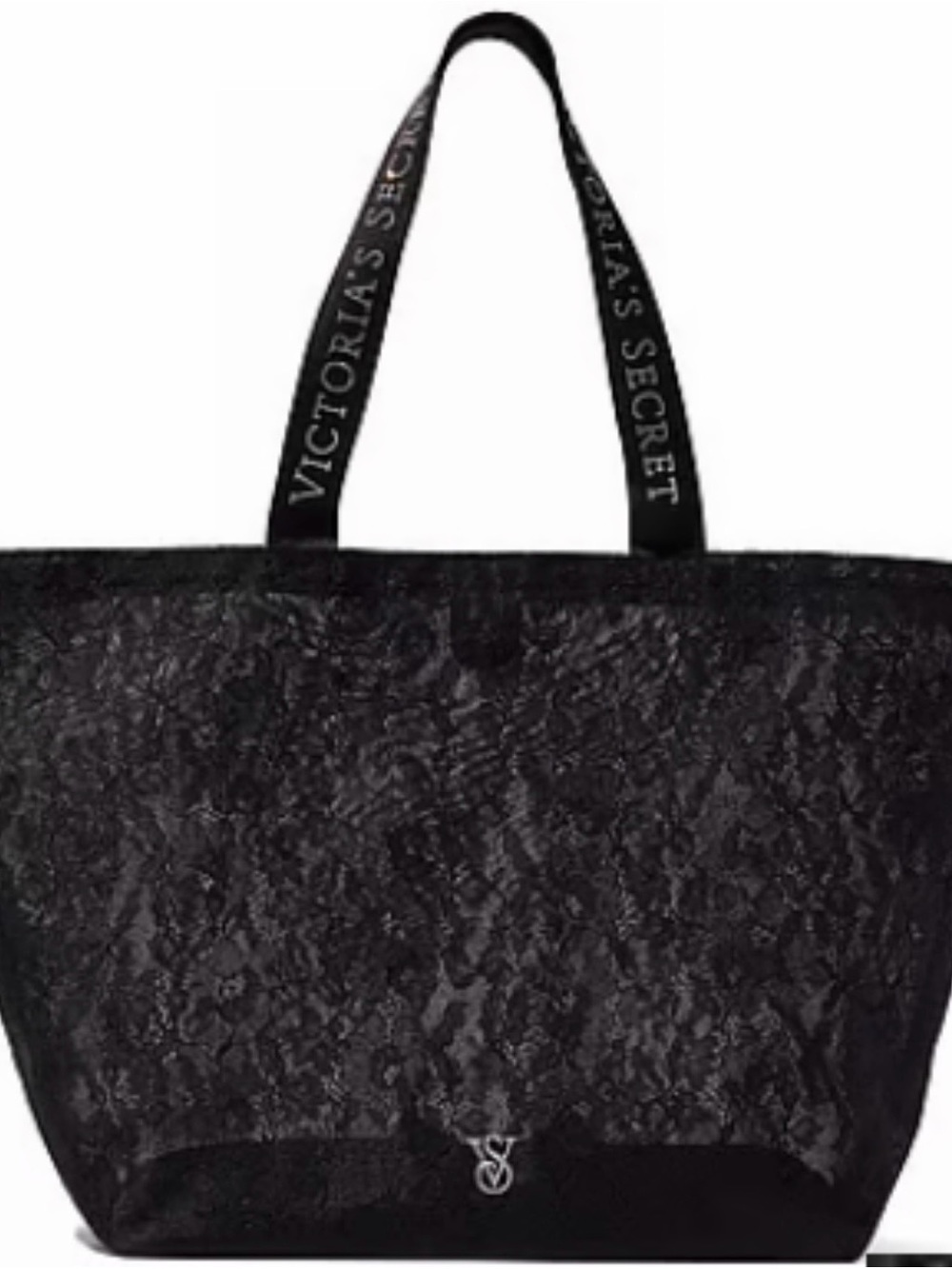 Victoria's Secret Black Lace Tote with Logo Straps